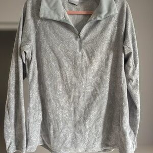 Columbia Women's Light Gray Patterned Quarter-Zip Sweatshirt